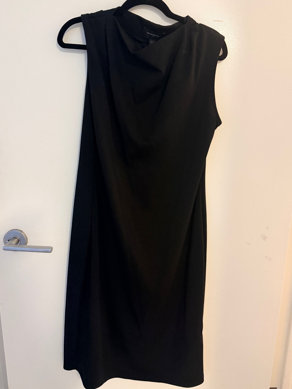 Banana Republic Black Draped Neck Shift Dress Large